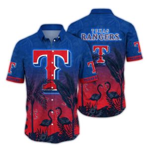 Vintage Texas Rangers Flamingo Landscape Hawaiian Shirt For Men