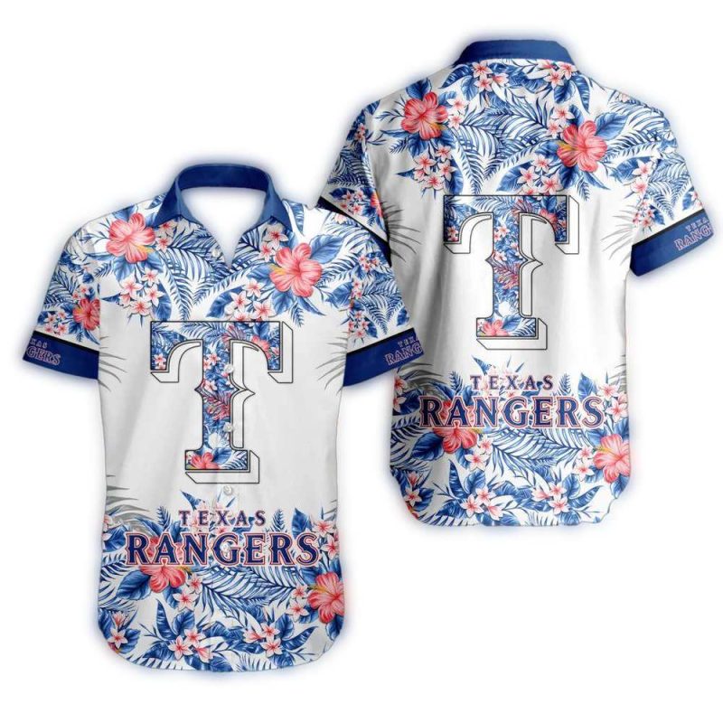 Texas Rangers Floral Flower Summer Hawaiian Shirt 1