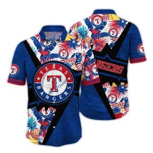 Texas Rangers Floral Leaf Pattern Hawaiian Shirt For Men And Women