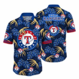 Vintage Texas Rangers Floral Leaf Pattern Hawaiian Shirt For Men