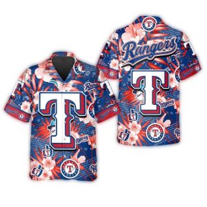 Texas Rangers Floral Print Hawaiian Shirt For Casual Summer Wear