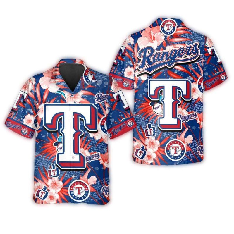 Texas Rangers Floral Splash Hawaiian Shirt 1
