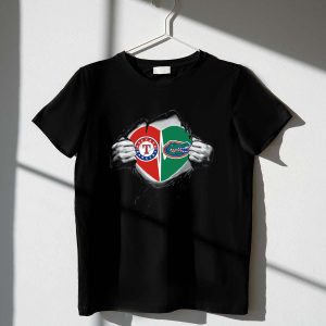 Texas Rangers & Florida Gators Heart T-Shirt - Perfect Fan Apparel