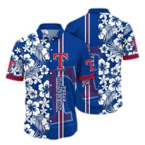 Vintage Texas Rangers Flower Stripe Hawaiian Shirt For Men