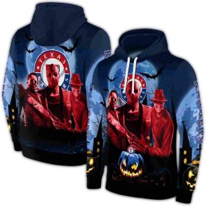 Texas Rangers Friends Horror Halloween Vibes All-Over Print Hoodie
