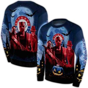 Texas Rangers Friends Horror Halloween Vibes All-Over Print Sweatshirt