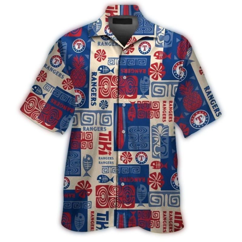 Texas Rangers Fruits and Fish Pattern Hawaiian Shirt 1