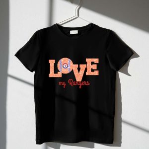 Glitter Texas Rangers Love Baseball Fan T-Shirt For Women