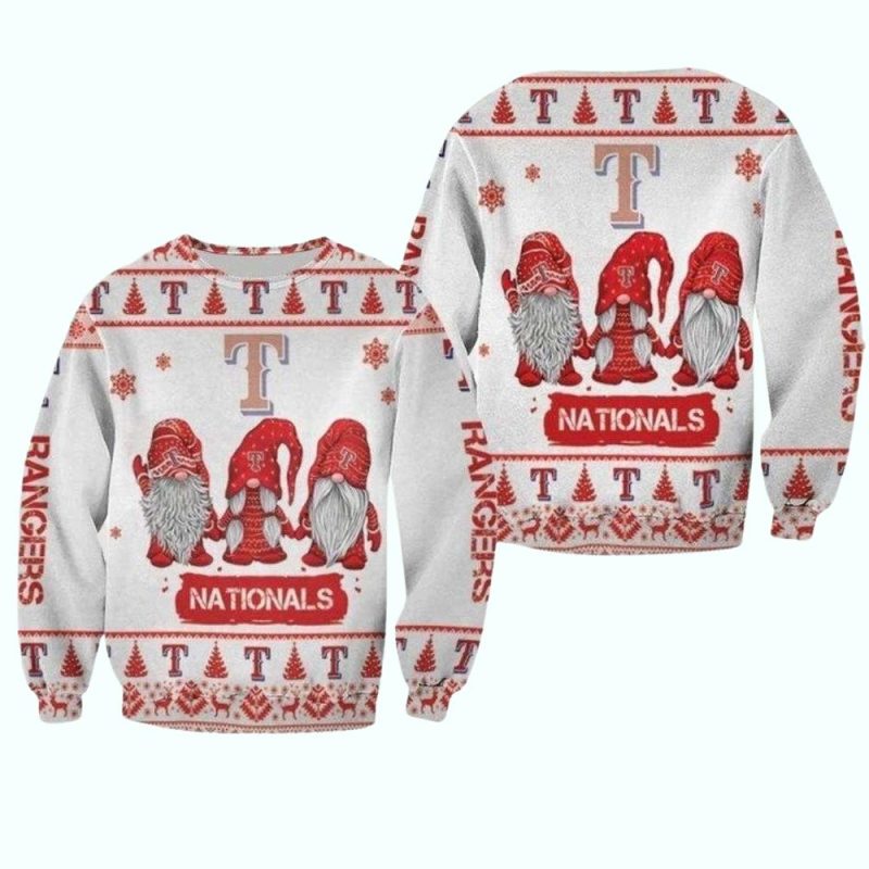 Texas Rangers Gnomes Nationals Theme Ugly Sweater 1