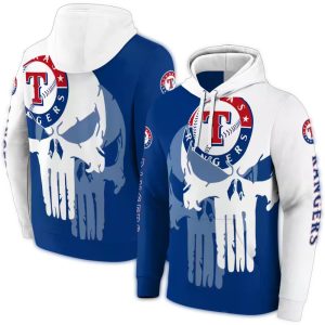 Texas Rangers Graphic Punisher Skull All-Over Print Hoodie