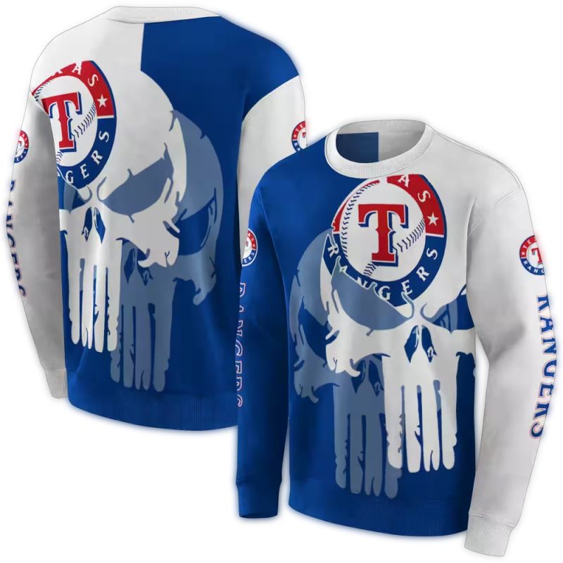 Texas Rangers Graphic Punisher Skull AOP Sweatshirt 1