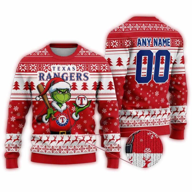 Texas Rangers Grinch Christmas Ugly Sweater 1