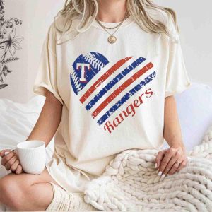 Texas Rangers Heart Design T-Shirt For Women By G Iii 4Her