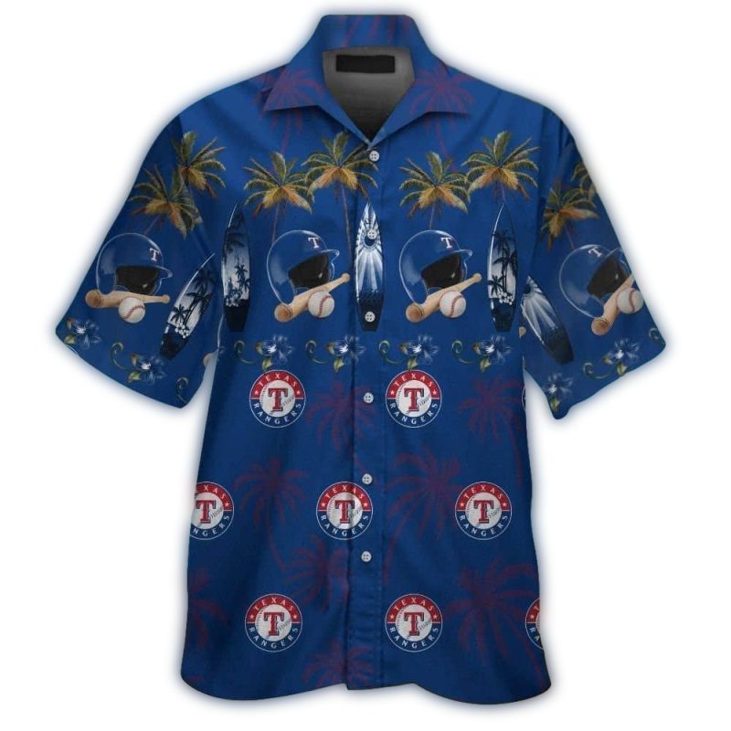 Texas Rangers Helmet Bat Ball Tropical Hawaiian Shirt 1