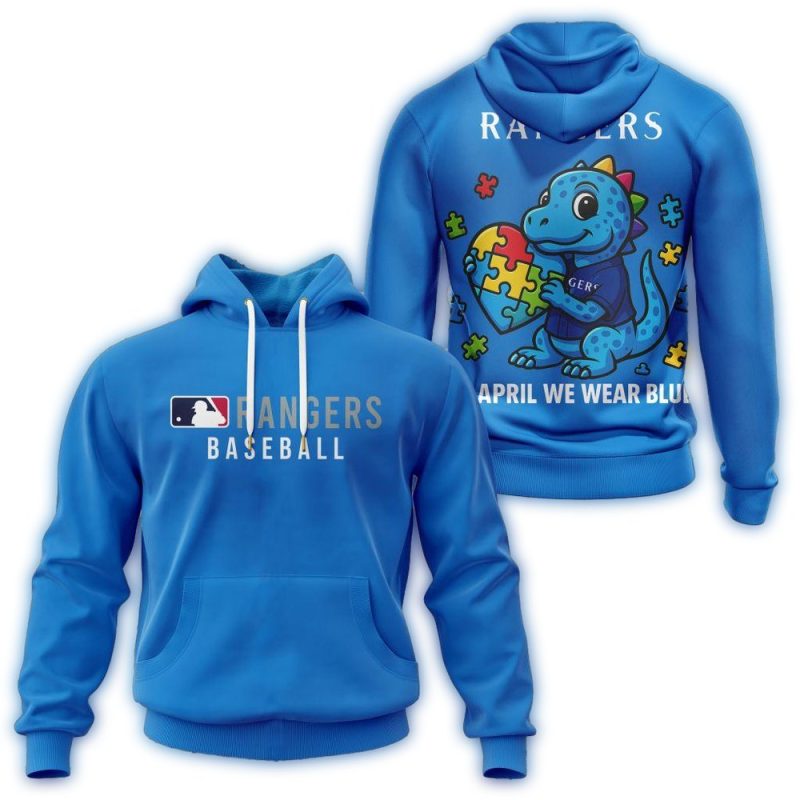 Texas Rangers In April We Wear Blue AOP Hoodie 1