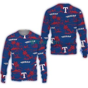 Texas Rangers Island Vibes Palm Trees Christmas Ugly Sweater