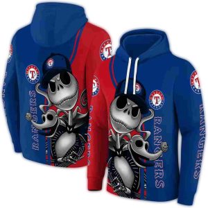 Texas Rangers Jack Skellington All-Over Print Hoodie