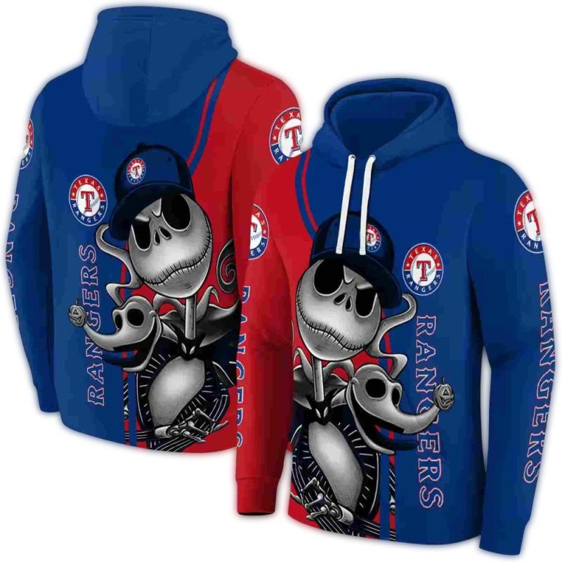 Texas Rangers Jack Skellington AOP Hoodie 1