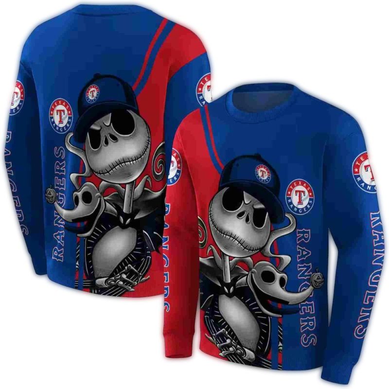 Texas Rangers Jack Skellington AOP Sweatshirt 1