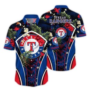 Texas Rangers Hawaiian Shirt With Leaf Pattern - Perfect Summer Style