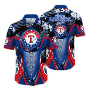Texas Rangers Hawaiian Shirt With Leaf Pattern Design For Fans