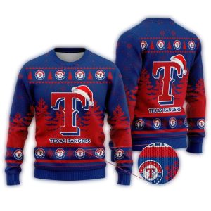 Texas Rangers Logo Hat Santa Christmas Ugly Sweater