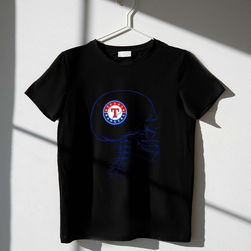 Texas Rangers Logo Inside Skull X Ray Brain Concept T Shirt t shirt 1 1