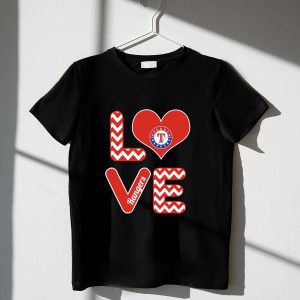Texas Rangers Heart Design Chevron T-Shirt For Baseball Fans