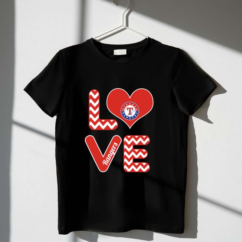 Texas Rangers Love Heart Design Fans Baseball Chevron T Shirt t shirt 1 1