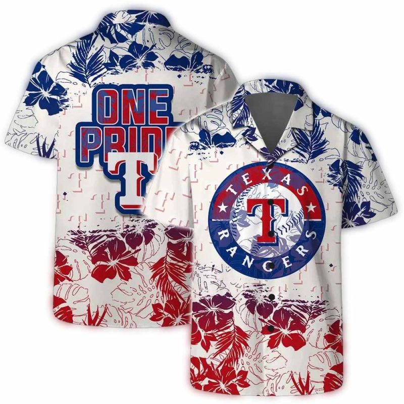 Texas Rangers One Pride Floral Hawaiian Shirt 1