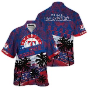 Texas Rangers Hawaiian Shirt With Palm Tree Pattern - Perfect Summer Wear
