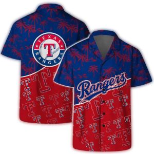 Texas Rangers Tropical Hawaiian Shirt With Palm Tree Design