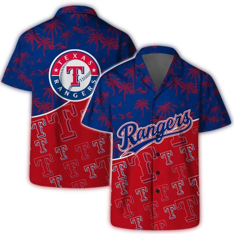 Texas Rangers Palm Tree Tropical Hawaiian Shirt 1