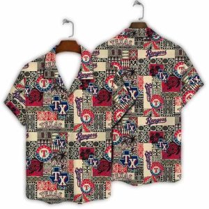 Texas Rangers Patchwork Hawaiian Shirt For Casual Summer Style