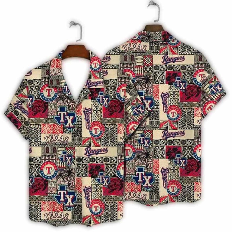 Texas Rangers Patchwork Legacy Hawaiian Shirt 1