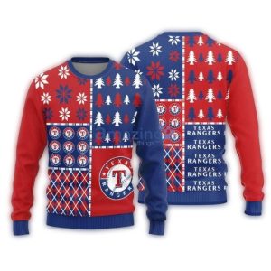 Texas Rangers Patchwork Red Blue Ugly Christmas Sweater
