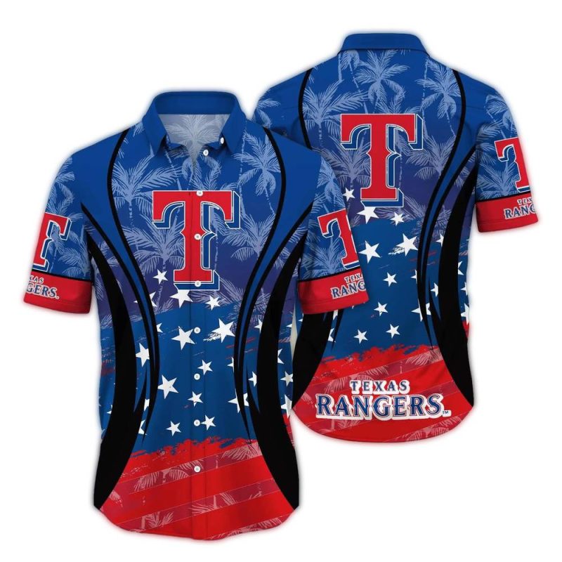 Texas Rangers Patriotic Stars Hawaiian Shirt 1