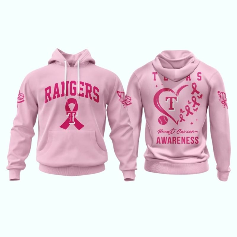 Texas Rangers Pink Breast Cancer Awareness AOP Hoodie 1