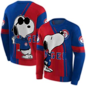 Texas Rangers Playful Snoopy All-Over Print Sweatshirt