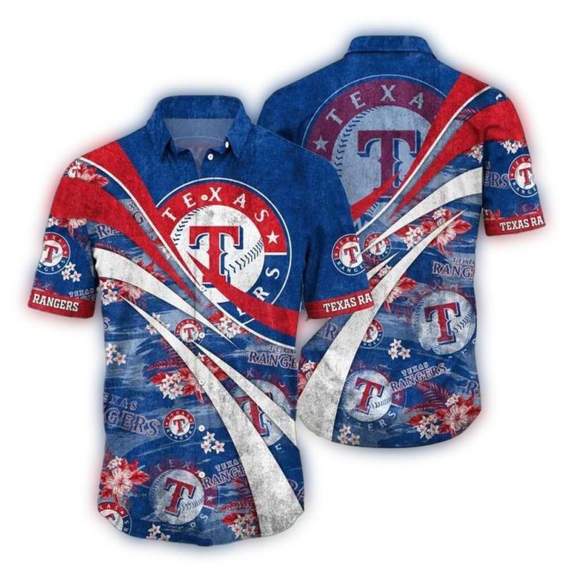 Texas Rangers Red Wave Aloha Shirt 1