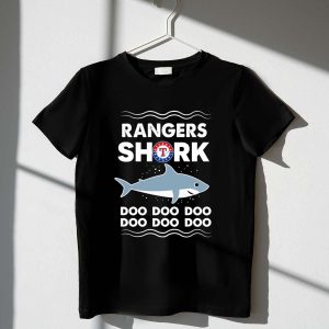 Texas Rangers Baseball Team Fun Graphic T-Shirt - Shark Doo Doo Design