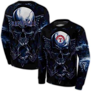Texas Rangers Skull Artwork All-Over Print Hoodie