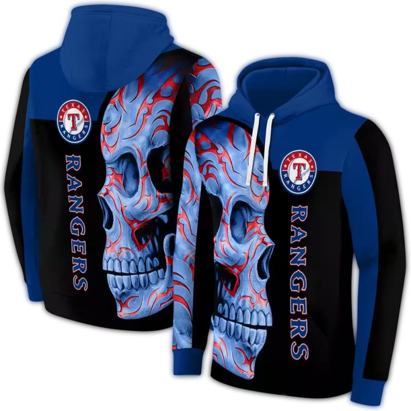 Texas Rangers Skull Motif AOP Hoodie 1