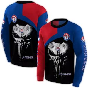 Texas Rangers Skull Punisher All-Over Print Sweatshirt