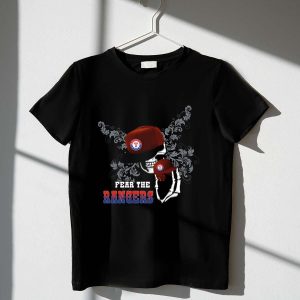 Texas Rangers Skull Hat Design T-Shirt With Fear The Rangers Print