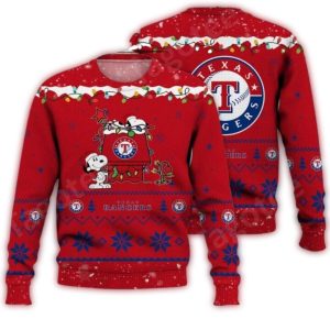 Texas Rangers Snoopy Christmas House Red Ugly Sweater
