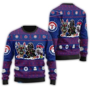 Texas Rangers Star Wars Characters Christmas Ugly Sweater