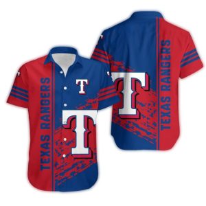Distressed Texas Rangers Stripe Hawaiian Shirt For Casual Style