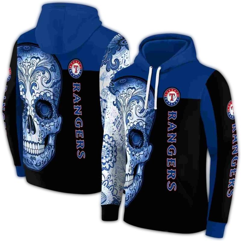 Texas Rangers Sugar Skull AOP Hoodie 1