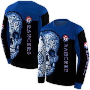 Texas Rangers Sugar Skull All-Over Print Sweatshirt